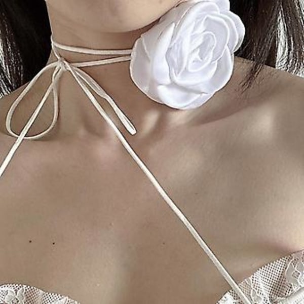 Choker Halsband Mode Romantisk Blomma Choker Kvinnor Dam Tjej Y2K Halsband (Svart)