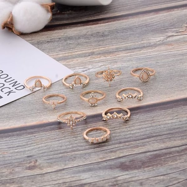 10-pak Knuckle Stakningsringe til Kvinder Teen Piger, Boho Vintage