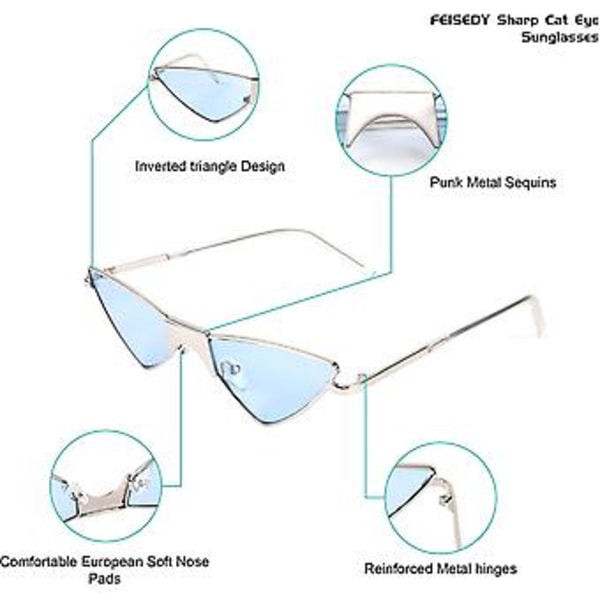 Ubiuo Pienet Kissan Silmät Aurinkolasit Naiset Punk Party Metal Rock Candy Väri Lasit B2721