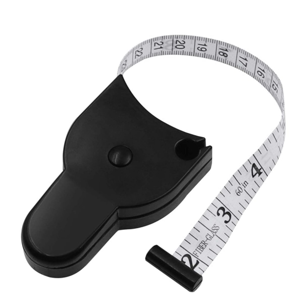 Kropsmålebånd, sort 150 cm, sammenrulleligt målebånd, brugt f
