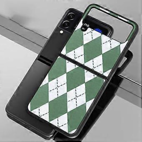 Geometrinen vinoneliökuori, yhteensopiva Samsung Galaxy Z Flip 4:n kanssa, PC-kehys ja PU-nahkainen iskunkestävä suojus