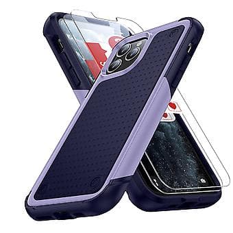 Telefonfodral för iPhone 12, Dubbelt Skydd, Stötsäkert, Skydd för Skärm & Kamera (Lila)