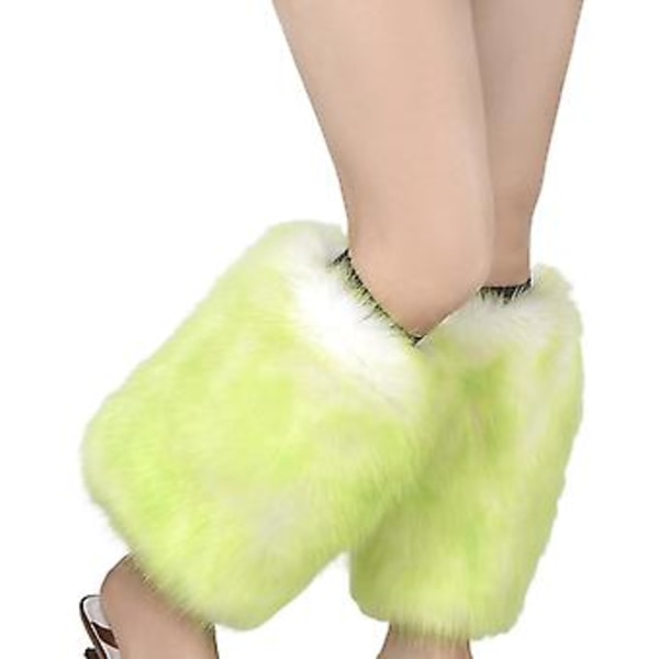 Dam Benfals Legwarmers Stövlskydd Vibrerande Neon Päls Plysch Leggingsöverdrag (Färg 3)