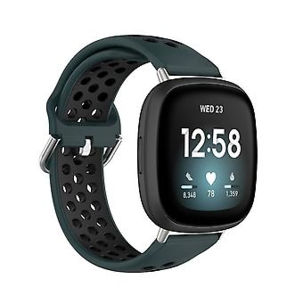 To-farvet Silikon Urrem til Fitbit Versa 3 (Olivengrøn  Sort)