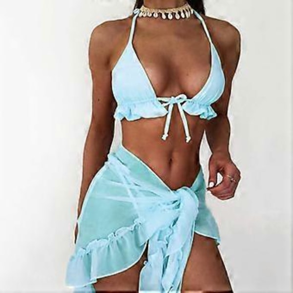 Naisten Bikinien Setti Nauhoitus Yksivärinen Uimapuku Stringit Uima-asut Seksikäs Pieni Rinta Rypytetty Uimapuku Wrap Uimapuvut Vihreä M(M Vihreä)