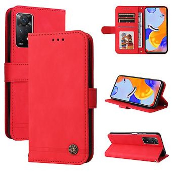 Läderfodral för Xiaomi Redmi Note 11 Pro 4G (Röd)