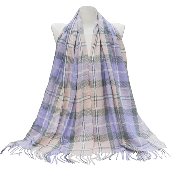 Dam Scarf Lång Sjal Vinter Tjock Varm Stickad Stor Rutig Scarf