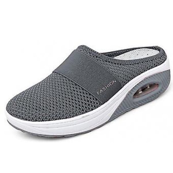 Åndbare fritidssko i mesh, slip-on sko til gåture (41 Mørkegrå)