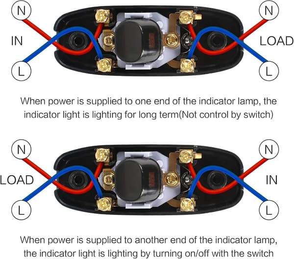 6 stk. Mellemstik 2-polet Ledningsswitch Til/Fra-switch Int