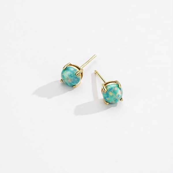 Opal Studörhängen i Sterling Silver, Solitaire-stil, Smycken för Kvinnor