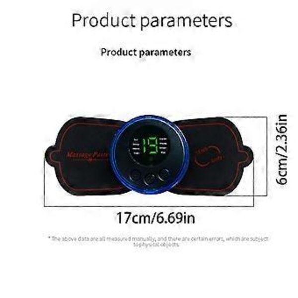 Helt ny - Mini Elektrisk Nacke Ryggmassage EMS Cervikal Massage Patch Lindring Smärta Portabel ((1 värd1fjärrkontroll 3 patchar)