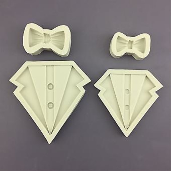 3D Jakkesæt Skjorte Sløjfe Silikoneform Fondant Kagekantforme Chokoladeform (Lille)