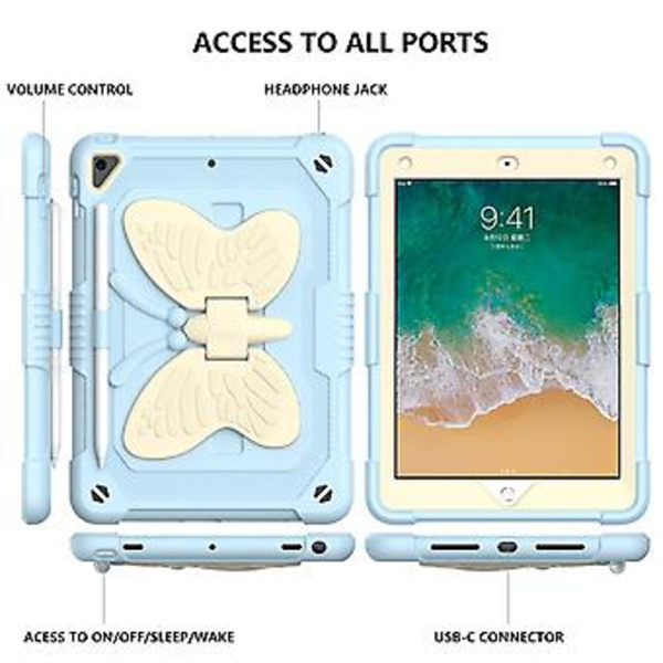 PC + Silikonfodral för iPad 9.7 2018 & 2017 / Pro 9.7 tum (Blå)