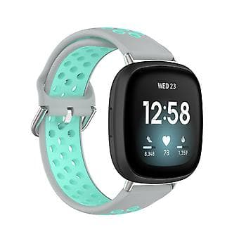 To-farvet Silikon Urrem til Fitbit Versa 3 (Grå Teal)