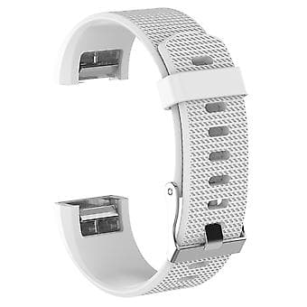Til Fitbit Charge 2 Almindelig Tekstur Silikon Urrem med Spænde, Størrelse: S (Hvid) S (Hvid)