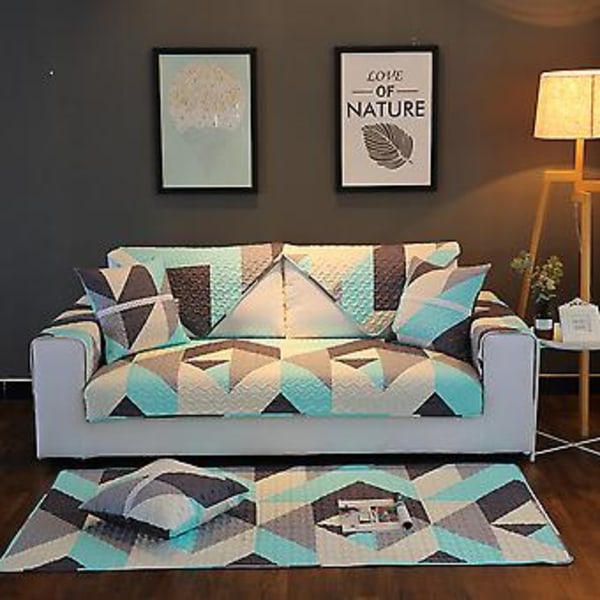 Modern Bomulls Geometriskt Mönstrad Sofföverdrag Mattskydd för Hemmet (90*90cm)