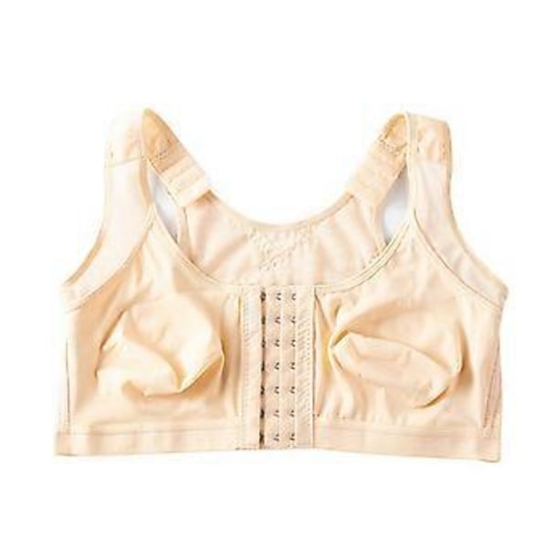 Ny Hot Dame Racerback Frontlukning Post Kirurgi Medicinsk Kompression High Impact Bred Strop Støtte Sports BH (5XL Abrikos)