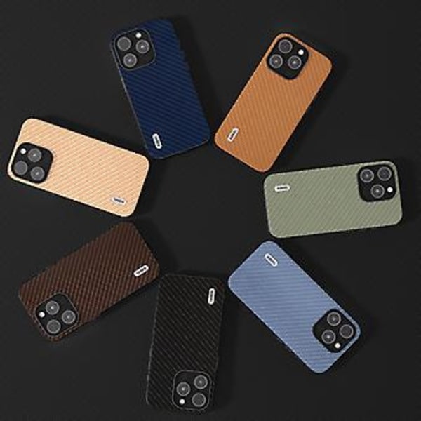 ABEEL Kolfiberstrukturfodral för iPhone 15 Plus (Ljusblå)
