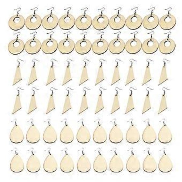60 st Träörhängen för Örhängen Oavslutade Eardrop Tillbehör DIY Hantverk för Smyckestillverkning (20 st/Mönster)