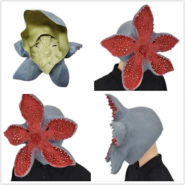 1PC Halloween Demogorgons Maske, Cosplay Kostyme Hodeplagg Latexmasker, 3D Sc