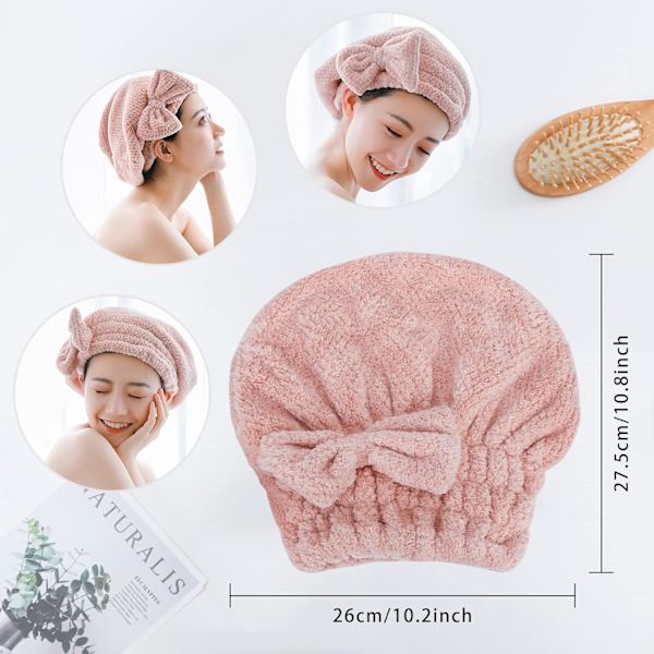 (Rosa & Brun) 2 Pack Mikrofiber Hårhanddukar, Superabsorberande