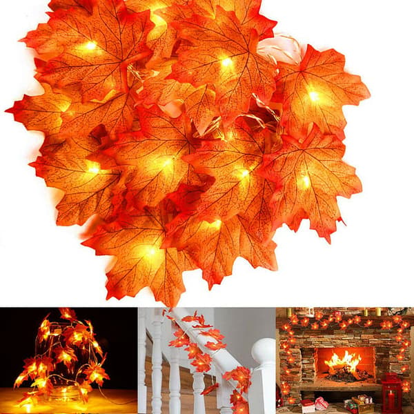 Efterårsblade, efterårsguirlander, led-dekorationslys, Halloween-dekoration