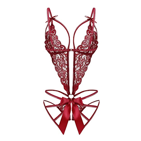 Naisten syvä V-aukkoinen pitsi Teddy Yksivärinen alusasu Leikattu hihnalingerie