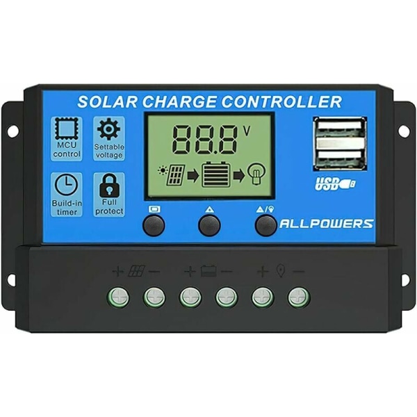 1 stk. 20A solcellelader-controller intelligent solpanelregulato