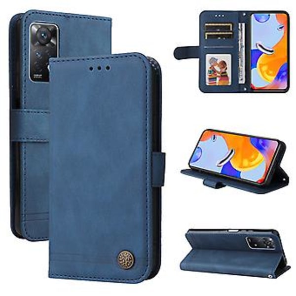 Lærveske for Xiaomi Redmi Note 11 Pro 4G (Blå)