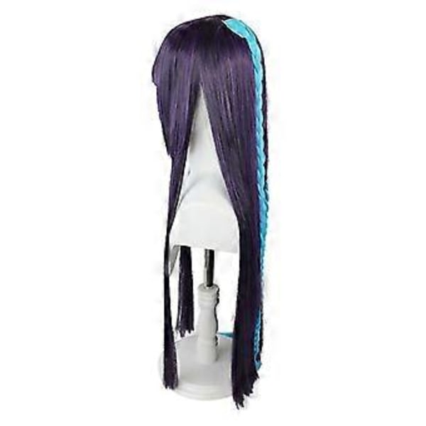 flätor cosplay peruk ljusblå gradient spel rollspel peruk värmebeständigt syntetiskt hår 81cm (Mörklila)