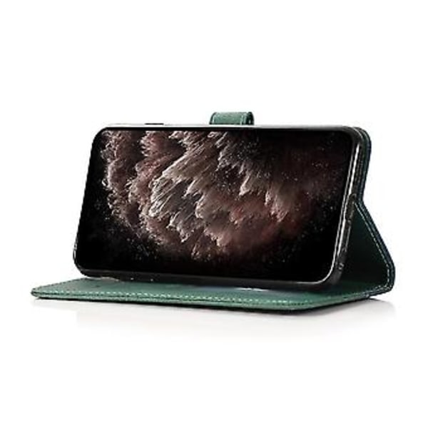 Til Samsung Galaxy A02 / M02 To-farvet Syet Læder Telefonetui (Blå Grøn)