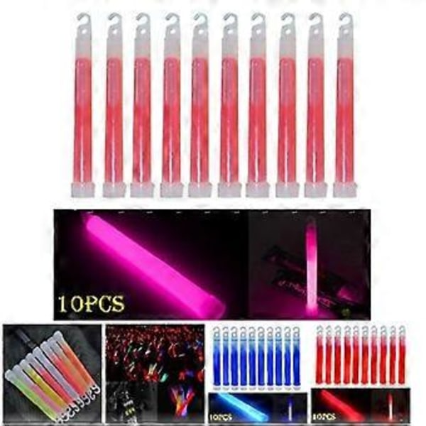 10 st 15 cm långa glowsticks med krok, tjock platt botten, lysande stavar för vandring, fester, klubbar (Grön)