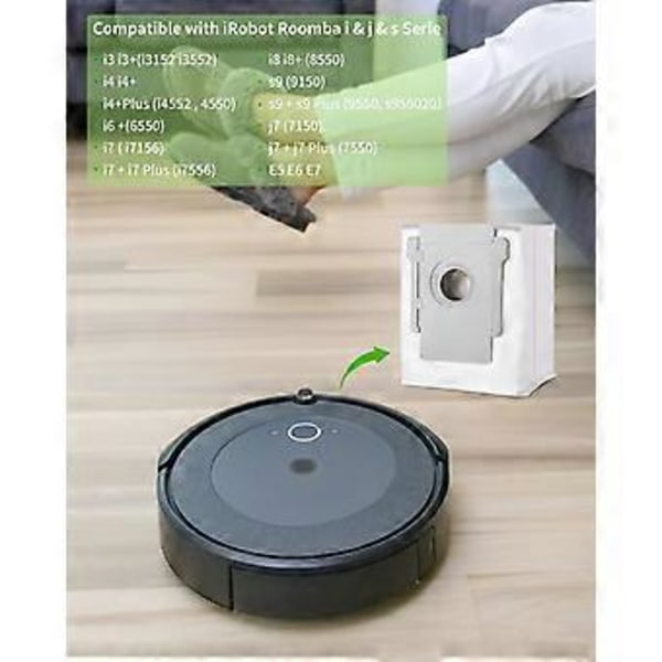 12-pack kompatibla ersättningspåsar för iRobot i7 i7+ / i7 Plus E5 E6 E7 S9, dammsugartillbehör för Roomba i7, för dammsugare