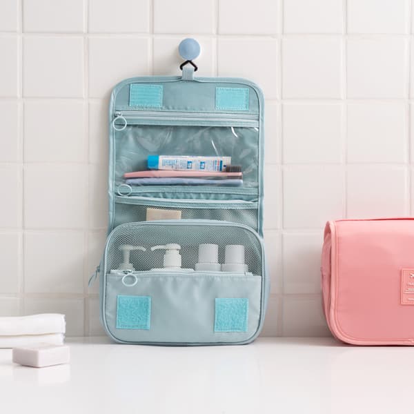 Lyseblå udendørs makeuptaske til piger, makeuptaske, toilettaske til kvinder