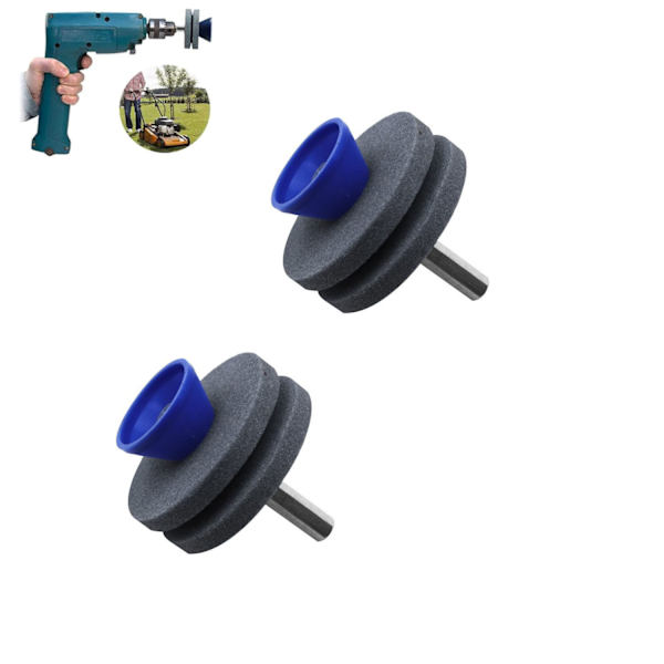 2 Dubbla Lager Gräsgräsklipparblads Slipmaskin (grå), slitstark
