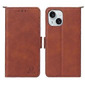 ABBCAS til iPhone 15 Ant Texture Telefoncover PU Læder Stand Magnetisk Folio Pung Cover (Stil A)