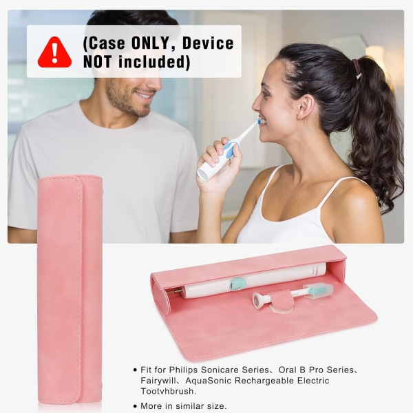 1 stk Pink bærbar rejsetaske til elektrisk tandbørste - PU-læder