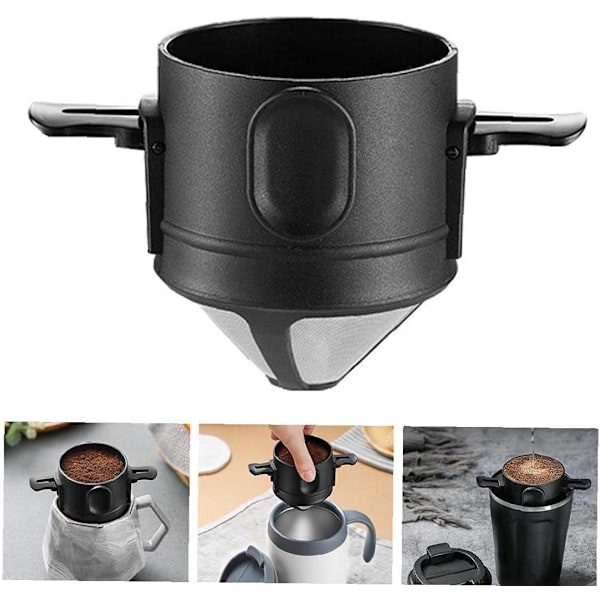 Kaffe Filter, Bärbar Rostfritt Stål Hopvikbar Kaffe Dropp T
