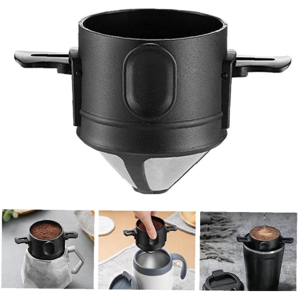 Kaffe Filter, Bærbar Rustfrit Stål Sammenklappelig Kaffe Dryp T