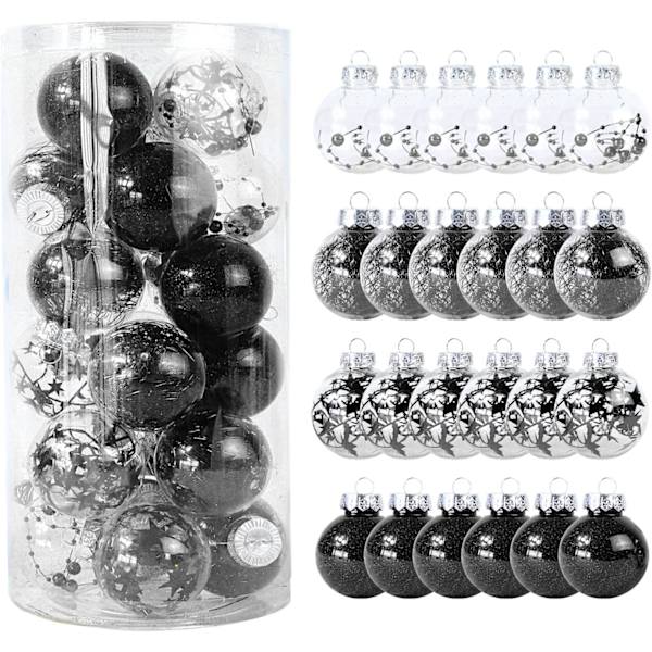 24 st juldekorationer 6 cm/2,36 tum färgad plast transparent