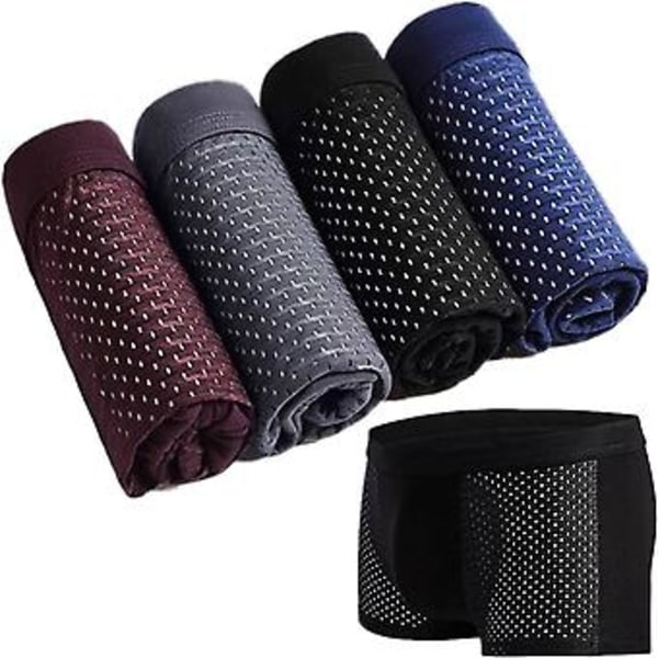 Fianao Sexiga Män Mesh Hollow Solid Color Boxers U Convex Underkläder Andningsbara Underbyxor (L Grå)