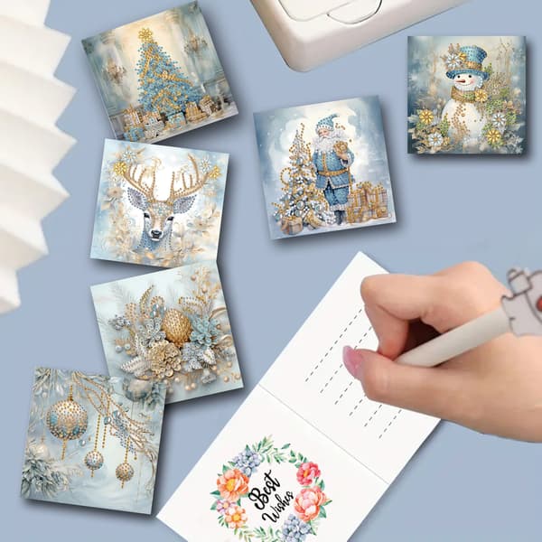 6-delt diamantmaleri julekortsett, DIY kortlagningssett - HK028