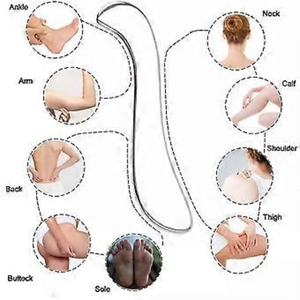 Gua Sha-værktøj i rustfrit stål, skrabebord S-formet skraber, muskelafslappende ( )