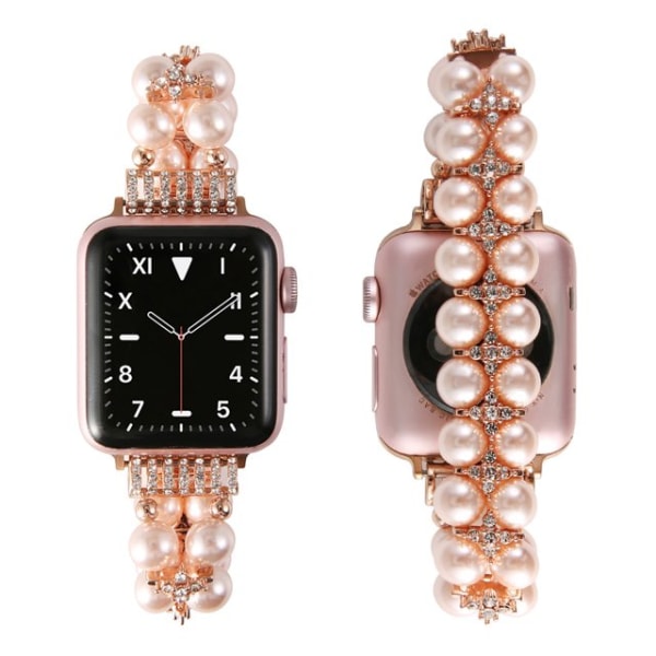 Rosa pärlormband som är kompatibelt med Apple Watch Band 38/40/41 mm