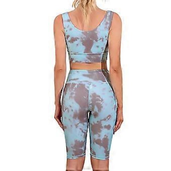 Yoga Kläder Dam Tie Dye Sport Yoga Set Crop Tops Byxor Träningsset (M)