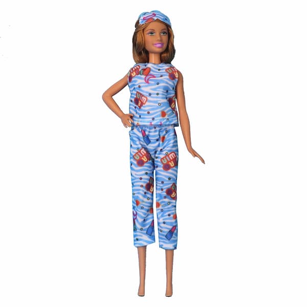 4 set dockkläder, lämpliga för nya 30cm dockkläder, pyjamas set (kläder + byxor + ögonmask)