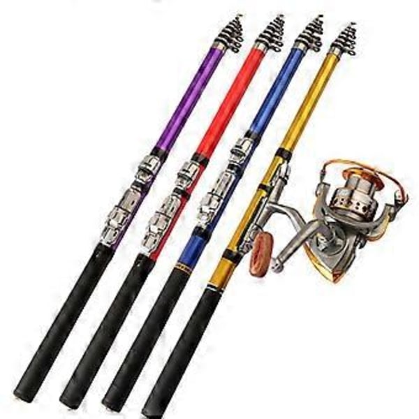 Teleskopisk Fiske Stang Ultralett Spinnestang Dobbelt Bruk Stang for Fiske (1,8 m Rød)