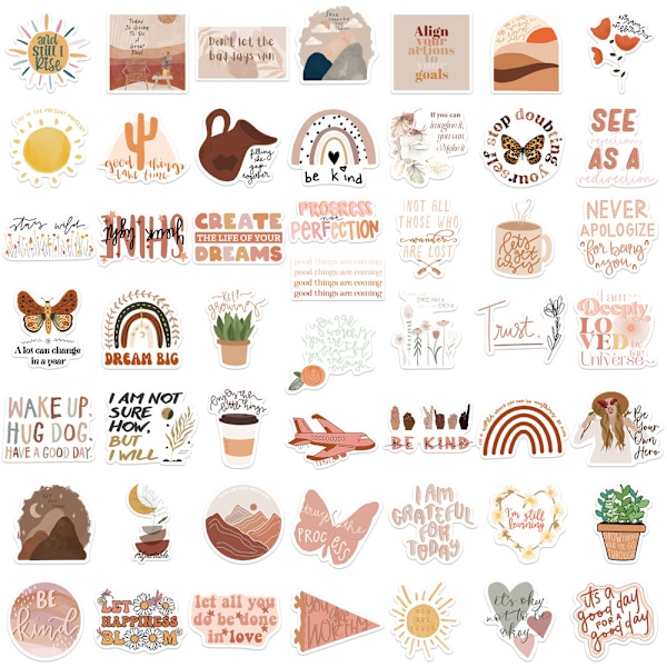 Boho-klistermærker 50 stk. Boheme-klistermærker Æstetiske clipart-klistermærker Vinyl Graffiti-klistermærker