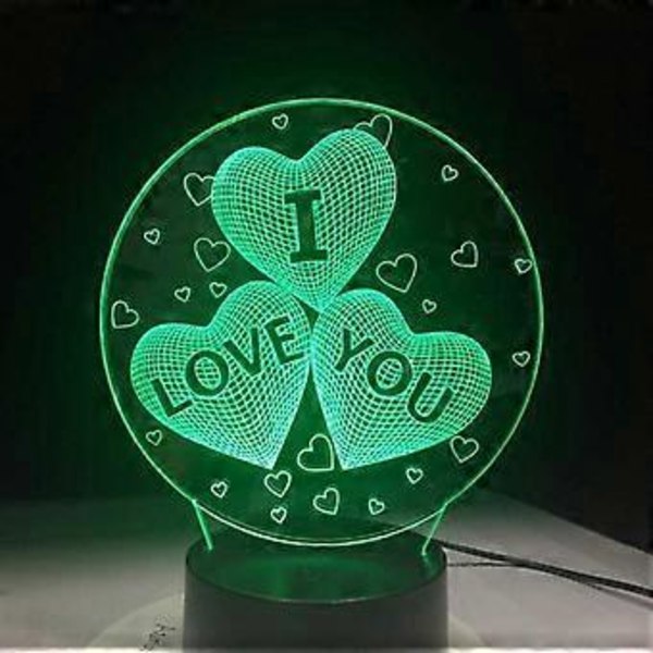 3D Nattlampa, 7 Färger LED Plug-in Kreativ Dröm Romantisk Sovrum Sängbord Lampa Matning