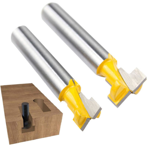 2 stk. 8mm skaft T-spor fræser bitsæt træskæring T-spor træbearbejdning T-spor fræser bits til 9,52mm a